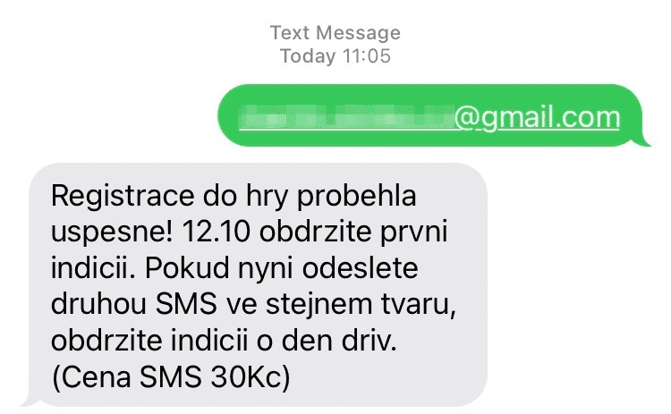 SMS registrace