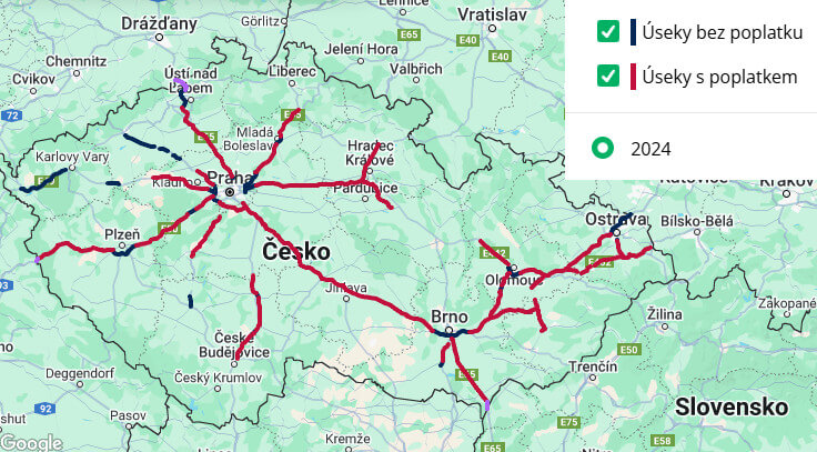 Mapa dálniční sítě