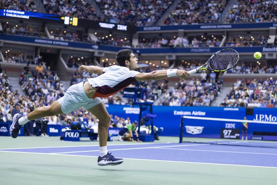 Tenista Carlos Alcaraz během finále US Open v New Yorku - US Open program, výsledky, info, rekordy a zajímavosti