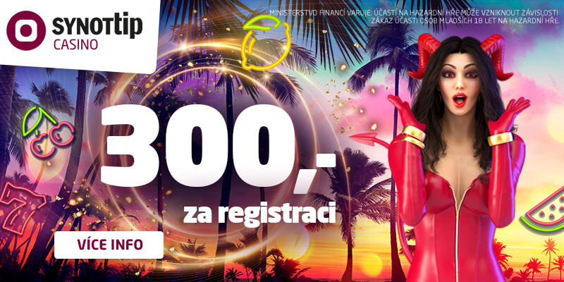 Získejte bonus za registraci v online casinu SYNOT TIP.