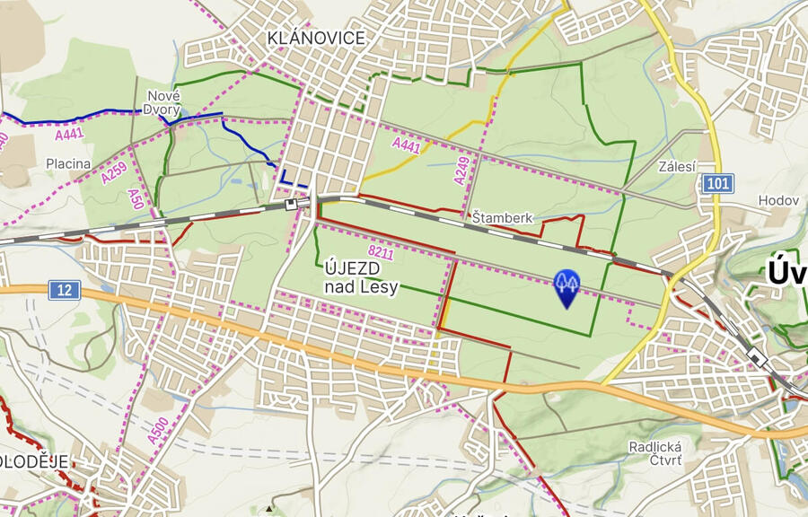 Klánovický les mapa