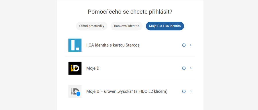 Prostředky přihlášení na Portál dopravy